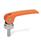 GN 927.4 Clamping Levers with Eccentrical Cam with Threaded Stud, Lever Zinc Die Casting Type: A - Plastic contact plate with setting nut
Color: O - Orange, RAL 2004