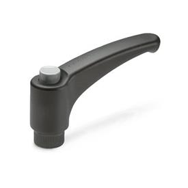 GN 603.1 Adjustable Hand Levers, Plastic, Bushing Stainless Steel Color (Releasing button): DGR - Gray, RAL 7035, shiny finish