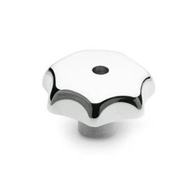 DIN 6336 Star Knobs, Aluminum Type: D - With threaded through bore<br />Finish: PL - Polished