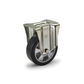 GN 22875 Medium Duty Casters, Wheel Tread Rubber, Wheel Core Aluminum, Medium Version Bearing type: K - Ball bearing<br />Type (bracket): B - Rigid bracket<br />Coding: M - Medium version<br />Material (bracket): ST - Steel sheet metal