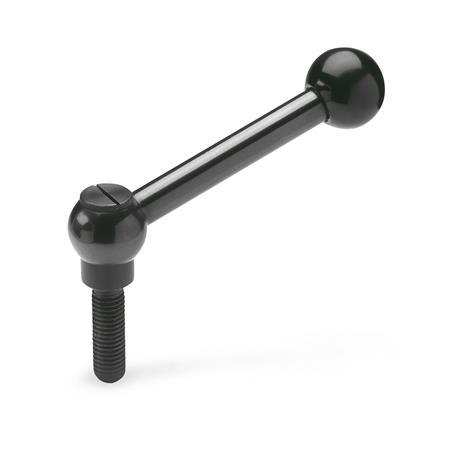 Manettes indexables GN 6337.3: Acier, avec filetage externe, pousser pour libérer