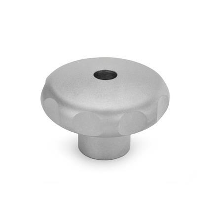 GN 5335 Stainless Steel Star Knobs, AISI 303, Matte Shot-Blasted Type: D - With threaded through bore
