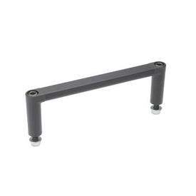 GN 423 U-Handles, for 19“ Rack and Enclosure Layout Type: B - Mounting from the operator's side<br />Finish: ESS - Anodized, black / Handle shanks back, matte