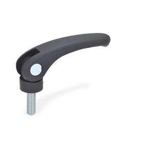 GN 926 Clamping Levers with Eccentrical Cam, Plastic, with Threaded Stud Steel Type: B - With fixed contact plate