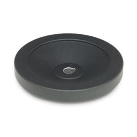 GN 323 Disk Handwheels, Black, Powder Coated Bore code: K - With keyway DIN 6885-1 P9<br />Type: A - Without handle