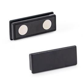 GN 53.2 Imanes, forma rectangular, con carcasa de plástico Color: SW - negro, RAL 9004