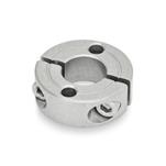 Split Stainless Steel Shaft Collars, with Flange Holes