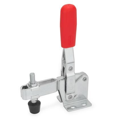 GN 810 Toggle Clamps, Steel, Operating Lever Vertical, with Horizontal Mounting Base Type: C - Forked clamping arm, with two flanged washers and clamping screw GN 708.1
