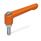 GN 300.2 Adjustable Hand Levers, Zinc Die Casting, with Threaded Stud Steel Zinc Plated Color: OS - Orange, RAL 2004, textured finish