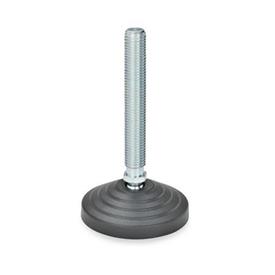 GN 344 Leveling Feet, Foot Plastic / Threaded Stud Steel Type: A - Without nut, without rubber pad