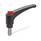 GN 603.1 Adjustable Hand Levers with Releasing Button, Plastic, Threaded Stud Stainless Steel Color (Releasing button): DRT - Red, RAL 3000, shiny finish