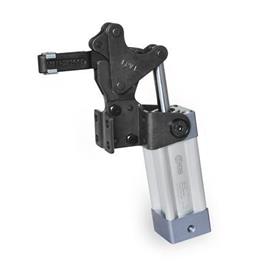 GN 962 Toggle Clamps, Pneumatic, Heavy Duty „Longlife“ Type: APV - Clamping arm with slotted hole, with two flanged washers