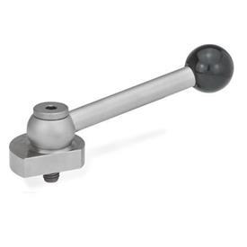 GN 918.5 Eccentric Cams, Stainless Steel, Radial Clamping, with Threaded Bolt Type: KV - With ball lever, angular (serration)<br />Clamping direction: R - By clockwise rotation (drawn version)