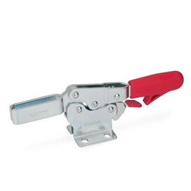 GN 820.3 Toggle Clamps, Steel, Operating Lever Horizontal, with Lock Mechanism, with Horizontal Mounting Base Type: ML - Forked clamping arm, with two flanged washers