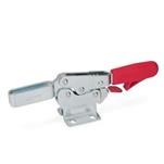 Toggle Clamps, Steel, Operating Lever Horizontal, with Lock Mechanism, with Horizontal Mounting Base