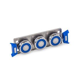 GN 2494 Cam Roller Carriages, for Cam Roller Linear Guide Rails GN 2492, Stainless Steel 