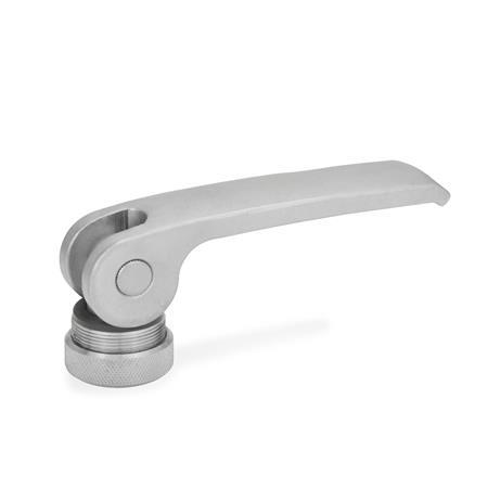 GN 927.5 Clamping Levers with Eccentrical Cam with Internal Thread, Lever Stainless Steel Type: A - Plastic contact plate with setting nut