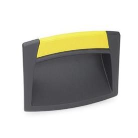 GN 733 Gripping Trays, Screw-In Type, Plastic Type: O - Without closing flap<br />Color of the cover: DGB - Yellow, RAL 1021, matte finish