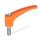GN 604.1 Verstellbare Klemmhebel, Kunststoff, Einsatz Edelstahl, mit Außengewinde Farbe: OR - orange, RAL 2004, matt