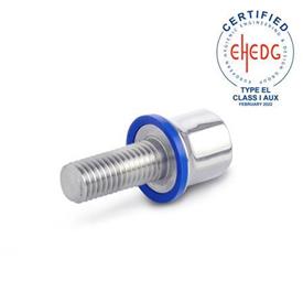 GN 1580 Viti, acciaio INOX, Hygienic Design Finitura: PL - Finitura lucida (Ra < 0,8 µm)<br />Materiale (anello di tenuta): H - HNBR