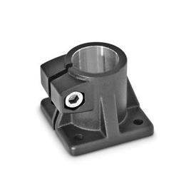 GN 163 Base Plate Connector Clamps, Aluminum Finish: SW - Black, RAL 9005, textured finish