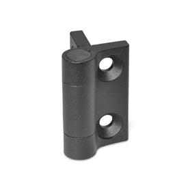 GN 437.3 Hinges, Zinc Die Casting, with Spring-Loaded Return Type: L2 - Spring-loaded return, closing, medium spring force<br />Color: SW - Black, RAL 9005, textured finish