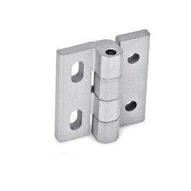 GN 235 Hinges, Zinc Die Casting, Adjustable Material: ZD - Zinc die casting<br />Type: DH - With through-holes, vertically adjustable<br />Finish: SR - Silver, RAL 9006, textured finish