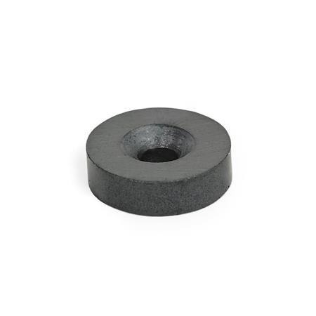 GN 55.1 Raw magnets, Hard Ferrite, disk-shaped Outside diameter d<sub>1</sub>: S - Countersunk