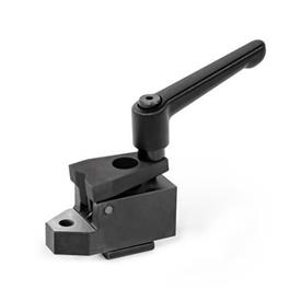 GN 9190.2 Side Clamps with Clamping Thread and Support Type: P - With prism clamping jaw<br />Coding: K - Clamping stroke with adjustable hand lever