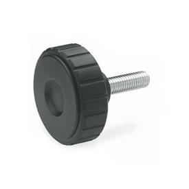 GN 4534 Softline Knurled Knobs with Threaded Stud, Plastic, Threaded Stud Steel, Softline 