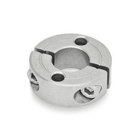 GN 7072.2 Split Shaft Collars, Stainless Steel, with Flange Holes Type: A - With two through holes