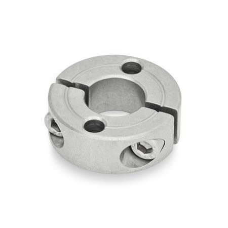 GN 7072.2 Split Shaft Collars, Stainless Steel, with Flange Holes Type: A - With two through holes