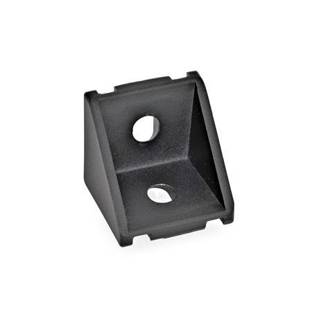 GN 961 Angle Pieces for Profile Systems 30 / 40, Aluminum Type of angle piece: A - Without assembly set, without cover cap
Finish: SW - Black, RAL 9005, textured finish