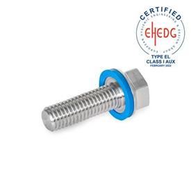 GN 1581 Vis,inox, tête basse, conception hygiénique Finition: MT - Finition mate (Ra < 0,8 µm)<br />Matériau (anneau d'étanchéité): E - EPDM