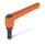 GN 300 Adjustable Hand Levers, Zinc Die Casting, with Threaded Stud Steel Blackened Color: OS - Orange, RAL 2004, textured finish