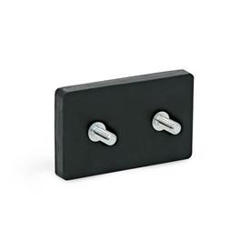 GN 57.3 Retaining Magnets, Neodymium-Iron-Boron (NdFeB), with Threaded Stud, with Rubber Jacket Type: B - With 2 threaded studs<br />Color: SW - Black