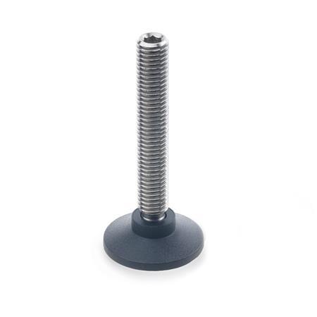 GN 638 Ball Jointed Leveling Feet, Threaded Stud Stainless Steel, Thrust Pad Plastic Material: NI - Stainless steel