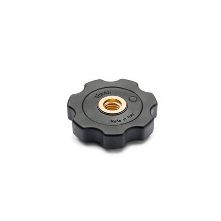 Ghiere filettate a lobi GN 567: Plastica, boccola filettata ottone