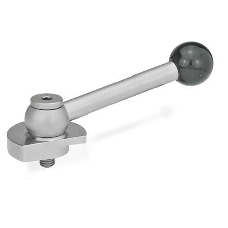 GN 918.7 Clamping Bolts, Stainless Steel, Downward Clamping, with Threaded Bolt Type: KV - With ball lever, angular (serration)
Clamping direction: R - By clockwise rotation (drawn version)
