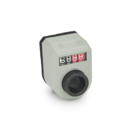 GN 954 Position Indicators, Hollow Shaft Steel, 4 Digits, Digital Indication, Mechanical Counter Display position: FN - In the front, above<br />Color: GR - Gray, RAL 7035, shiny finish