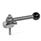 GN 918.7 Clamping Bolts, Stainless Steel, Downward Clamping, Screw from the Operator's Side Type: GVS - With ball lever, straight (serration)
Clamping direction: R - By clockwise rotation (drawn version)