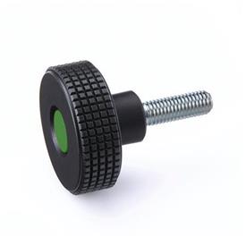 GN 534 Knurled Screws, Plastic, Cover Cap Colored Color cover cap: DGN - Green, RAL 6017, matte finish