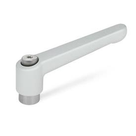 GN 300.1 Adjustable Hand Levers, Zinc Die Casting, Bushing Stainless Steel Color: SR - Silver, RAL 9006, textured finish