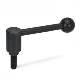 GN 312 Safety Tension Levers, Steel, with Threaded Stud, Push to Engage Type: D - Straight lever