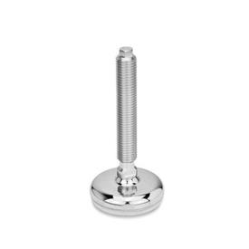 GN 31 Stainless Steel Leveling Feet with Rubber Pad Type (Base): C4 - Polished, rubber vulcanized, white<br />Version (Screw): V - Without nut, external hexagon at the top and wrench flat at the bottom