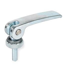 GN 927.2 Clamping Levers with Eccentrical Cam with Threaded Stud, Lever Steel Type: A - Steel contact plate with setting nut
