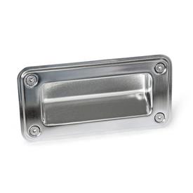 GN 7332 Stainless Steel Gripping Trays, Screw-In Type Type: A - Mounting from the operator's side (for identification no. 2 with four countersunk sealing screws)<br />Identification no.: 2 - With seal, black<br />Finish: EP - Electropolished