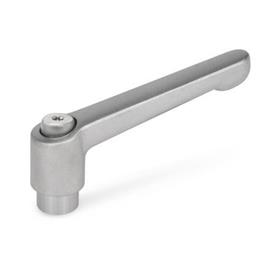 GN 300.5 Adjustable Hand Levers, Stainless Steel , Matte Shot-Blasted, with Bushing Type: IS - With internal hexalobular