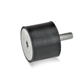GN 351 Rubber Buffers, Steel Type: ES - With internal thread / threaded stud