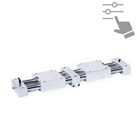 GN 6962 Precision Double Tube Linear Actuators, Steel / Stainless Steel, with Two Independent Double Sliders and Recirculating Ball Screw, Configurable 